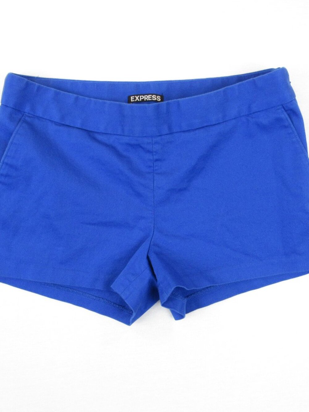 Express Blue Women's Shorts Size 4 Regular Pockets Side Zip Closure Faux Pockets